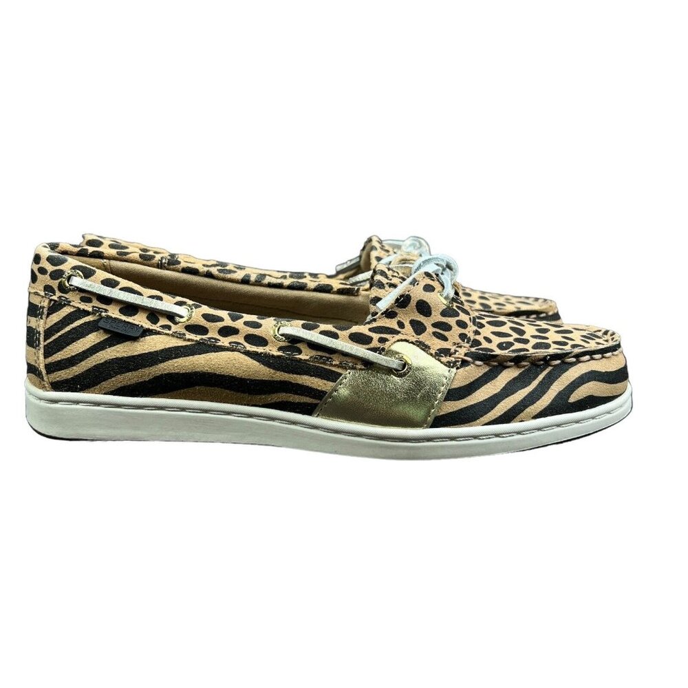 SPERRY Top Sider Coastfish 1-Eye Animal Print Boat Shoes Women's Size 8.5 M *